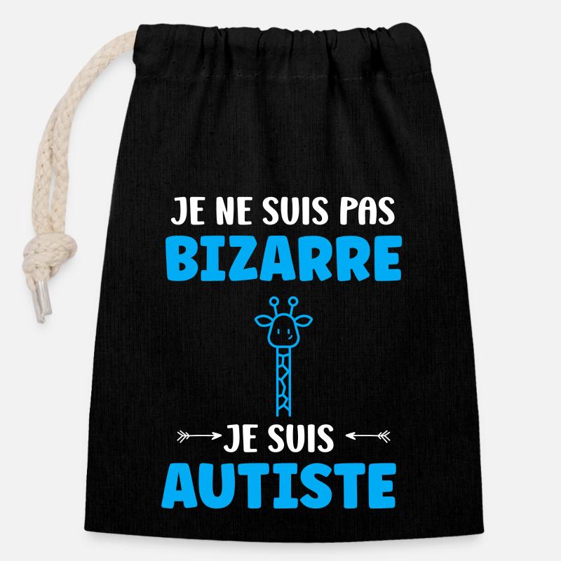sensibilisation à l'autisme autiste - Sac cadeau en coton avec cordon (14 x 20 cm) - noir