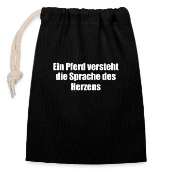 Riding - A horse understands the language of the - Closable cotton gift bag (14x20cm) - black - Front