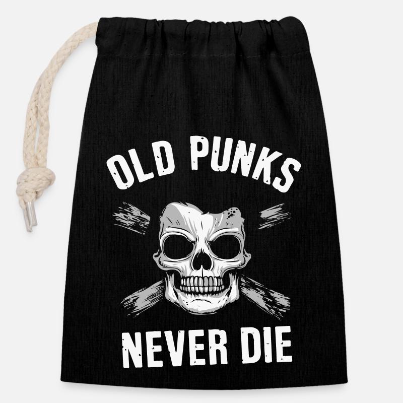 Alte Punks sterben nie - Verschließbarer Geschenkbeutel aus Baumwolle (14x20cm) - Schwarz