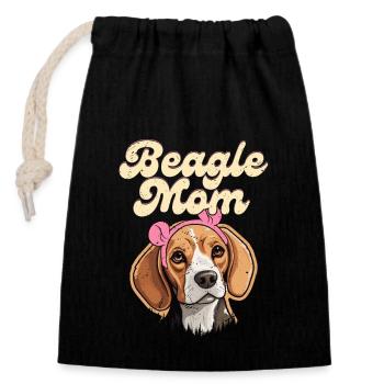 Beagle Maman Propriétaire de chien Chiot Beagles - Sac cadeau en coton avec cordon (14 x 20 cm) - noir - Devant