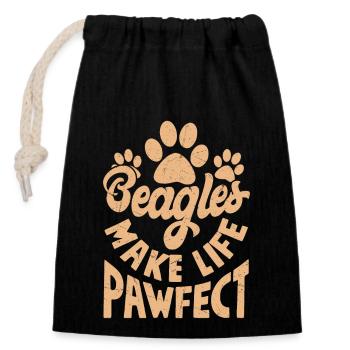 Les beagles font la vie Pawfect Chien Papa Chiot Maman - Sac cadeau en coton avec cordon (14 x 20 cm) - noir - Devant