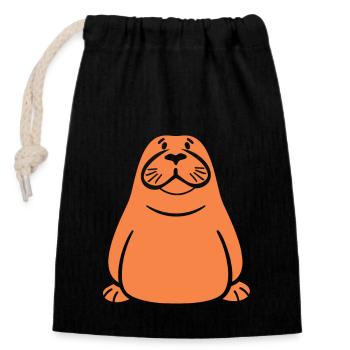 Walrus - Closable cotton gift bag (14x20cm) - black - Front