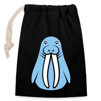 Walrus - Closable cotton gift bag (14x20cm) - black - Front