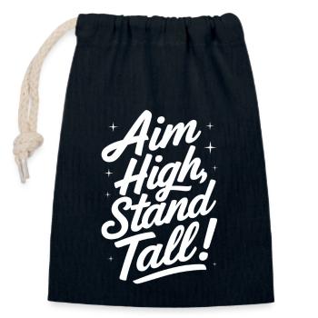 Aim High Stand Tall Motivational Message - Closable cotton gift bag (14x20cm) - navy - Front