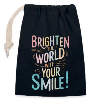 Light up the world with your smile - Closable cotton gift bag (14x20cm) - navy - Front