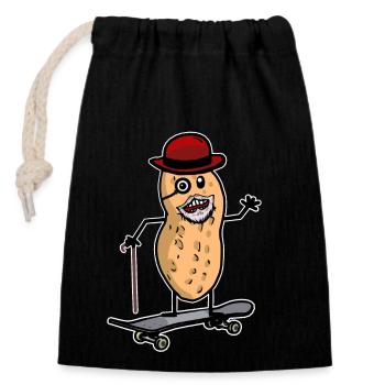 Cacahuète grand-père patinage patineur écrou grand-père - Sac cadeau en coton avec cordon (14 x 20 cm) - noir - Devant