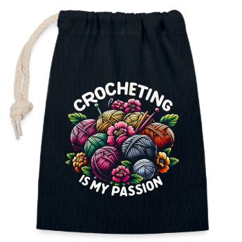 Häkeln Häkeln Häkelhäkeln Garn Stricken Zitate - Verschließbarer Geschenkbeutel aus Baumwolle (14x20cm) - Navy - Vorne