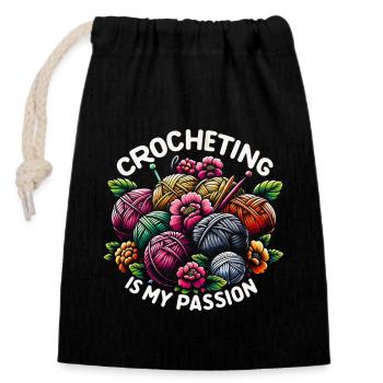 Häkeln Häkeln Häkelhäkeln Garn Stricken Zitate - Verschließbarer Geschenkbeutel aus Baumwolle (14x20cm) - Schwarz - Vorne