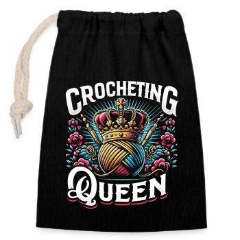 Crocheteuse au crochet Crochet Queen Lady Girl - Sac cadeau en coton avec cordon (14 x 20 cm) - noir - Devant