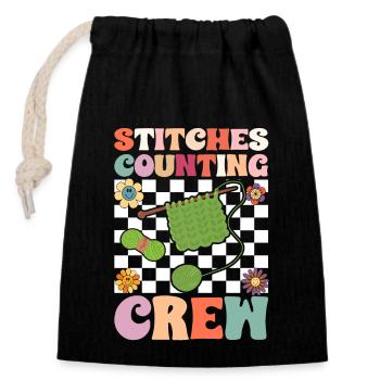 Citations pour crochet, crochet crochet, tricot de fil - Sac cadeau en coton avec cordon (14 x 20 cm) - noir - Devant