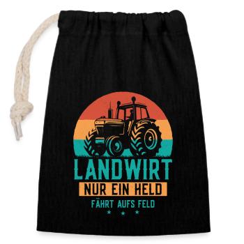 Agriculteur Seul un héros va à la ferme des champs Ba - Sac cadeau en coton avec cordon (14 x 20 cm) - noir - Devant