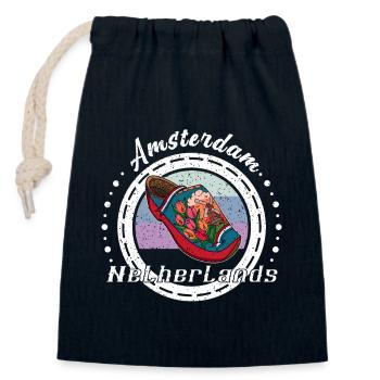 Niederlande Souvenir Holzschuhe Holländer Reise - Verschließbarer Geschenkbeutel aus Baumwolle (14x20cm) - Navy - Vorne