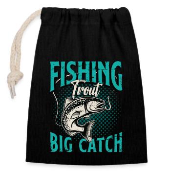 Trout Fishing Trout Big Catch Sportfishing Lover - Closable cotton gift bag (14x20cm) - black - Front