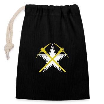 Star with mining peck - Closable cotton gift bag (14x20cm) - black - Front