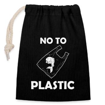 No to Plastic - Verschließbarer Geschenkbeutel aus Baumwolle (14x20cm) - Schwarz - Vorne