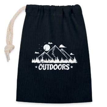 Mountains with Moon Outdoors Hiking Hobby - Closable cotton gift bag (14x20cm) - navy - Front