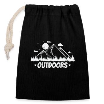 Mountains with Moon Outdoors Hiking Hobby - Closable cotton gift bag (14x20cm) - black - Front