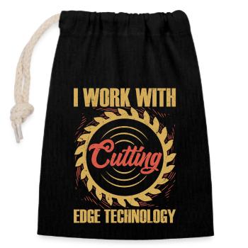 Carpentry Tech Guru - Working with the Best - Verschließbarer Geschenkbeutel aus Baumwolle (14x20cm) - Schwarz - Vorne