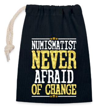 Change is Welcome: A Numismatist's Philosophy - Verschließbarer Geschenkbeutel aus Baumwolle (14x20cm) - Navy - Vorne