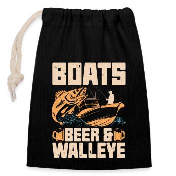 Walleye Fishing Boats Beer & Walleye Fishing Lover - Closable cotton gift bag (14x20cm) - black - Front