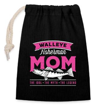 Walleye Fisherman Mom The Idol The Fishing Lover - Closable cotton gift bag (14x20cm) - black - Front