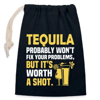 Tequila wird Ihre Probleme wahrscheinlich nicht lösen, aber er ist es - Verschließbarer Geschenkbeutel aus Baumwolle (14x20cm) - Navy - Vorne