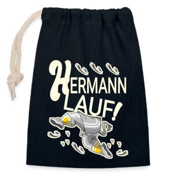 Hermann lustig - Verschließbarer Geschenkbeutel aus Baumwolle (14x20cm) - Navy - Vorne
