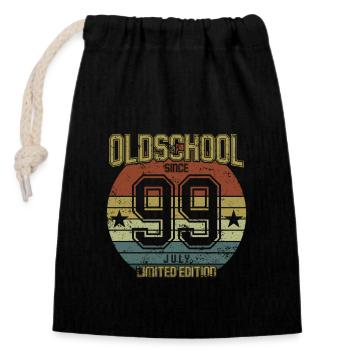 Juillet 1999 - Anniversaire en juillet Oldschool - Sac cadeau en coton avec cordon (14 x 20 cm) - noir - Devant