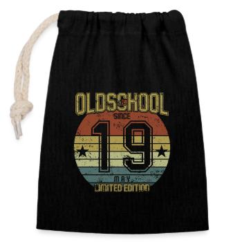 May 2019 - Birthday in May Oldschool - Closable cotton gift bag (14x20cm) - black - Front