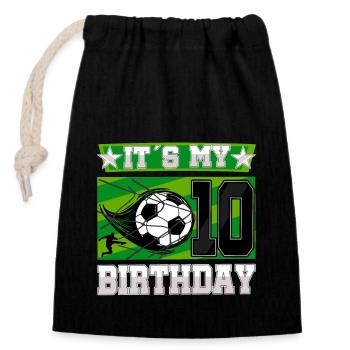 10th birthday Boy Soccer 10 Years Old Gifts - Closable cotton gift bag (14x20cm) - black - Front