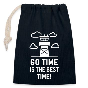 Air Traffic Controller Aircraft Flight Service - Closable cotton gift bag (14x20cm) - navy - Front