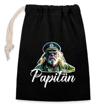 Papa Papitän Boat Driver Capitaine - Sac cadeau en coton avec cordon (14 x 20 cm) - noir - Devant