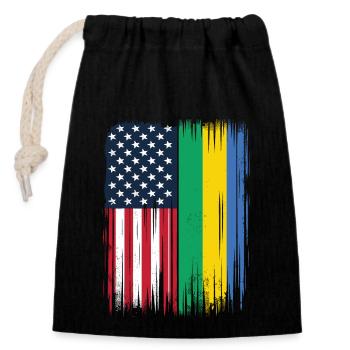 Gabonese Roots and Gabon American Flag - Closable cotton gift bag (14x20cm) - black - Front