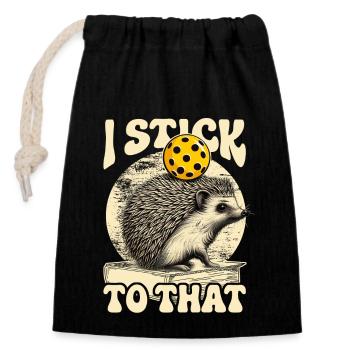 Igel Pickleball Sport Sportler Tier - Verschließbarer Geschenkbeutel aus Baumwolle (14x20cm) - Schwarz - Vorne