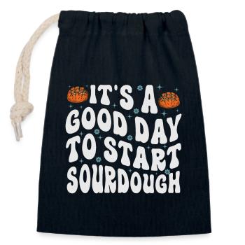 Lovers of bread baking, - Closable cotton gift bag (14x20cm) - navy - Front