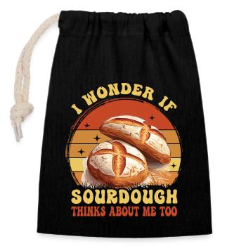 Bakery Baking Lover Sourdough Enthusiast Retro - Closable cotton gift bag (14x20cm) - black - Front