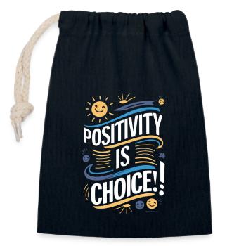 Positivity is a choice - Closable cotton gift bag (14x20cm) - navy - Front