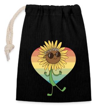 Sommer Sonnenblume Blume Garten Brille Flora - Verschließbarer Geschenkbeutel aus Baumwolle (14x20cm) - Schwarz - Vorne
