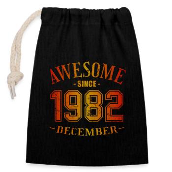 December 1982 - Birthday in December Awesome - Closable cotton gift bag (14x20cm) - black - Front