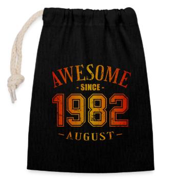August 1982 - Birthday in August Awesome - Closable cotton gift bag (14x20cm) - black - Front