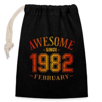 February 1982 - Birthday in February Awesome - Closable cotton gift bag (14x20cm) - black - Front