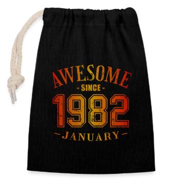January 1982 - Birthday in January Awesome - Closable cotton gift bag (14x20cm) - black - Front
