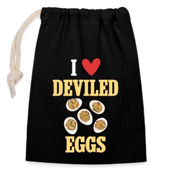 Gefüllte Eier Deviled Eggs - Verschließbarer Geschenkbeutel aus Baumwolle (14x20cm) - Schwarz - Vorne