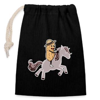 Cacahuète chevaux cavalier cavalier écrou - Sac cadeau en coton avec cordon (14 x 20 cm) - noir - Devant