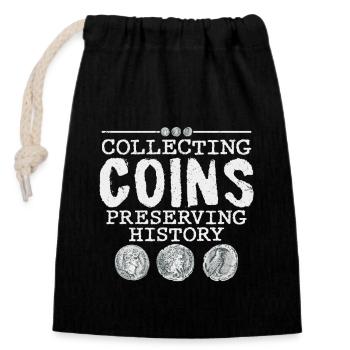 Coin Collector: Guardian of History's Treasures - Closable cotton gift bag (14x20cm) - black - Front