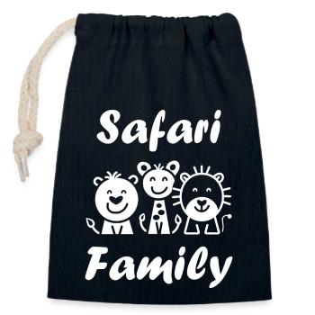 Family Safari - Closable cotton gift bag (14x20cm) - navy - Front