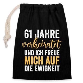 Mariage Ormes Mariage 61 ans Mariage - Sac cadeau en coton avec cordon (14 x 20 cm) - noir - Devant