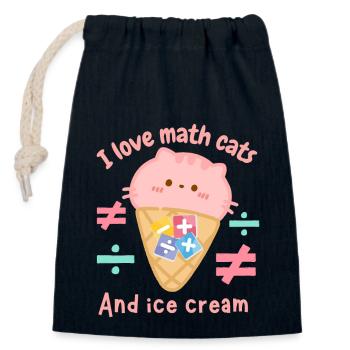 J’adore les chats mathématiques et les glaces - Sac cadeau en coton avec cordon (14 x 20 cm) - bleu marine - Devant