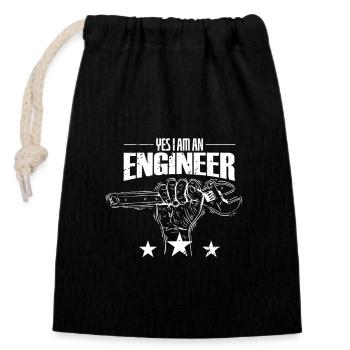 Yes I am an Engineer Werkzeug - Verschließbarer Geschenkbeutel aus Baumwolle (14x20cm) - Schwarz - Vorne