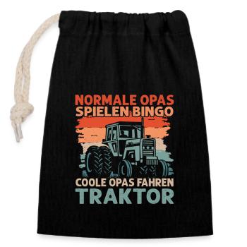 Cool Grandpas Conduite Tracteur Tracteur Fermier - Sac cadeau en coton avec cordon (14 x 20 cm) - noir - Devant